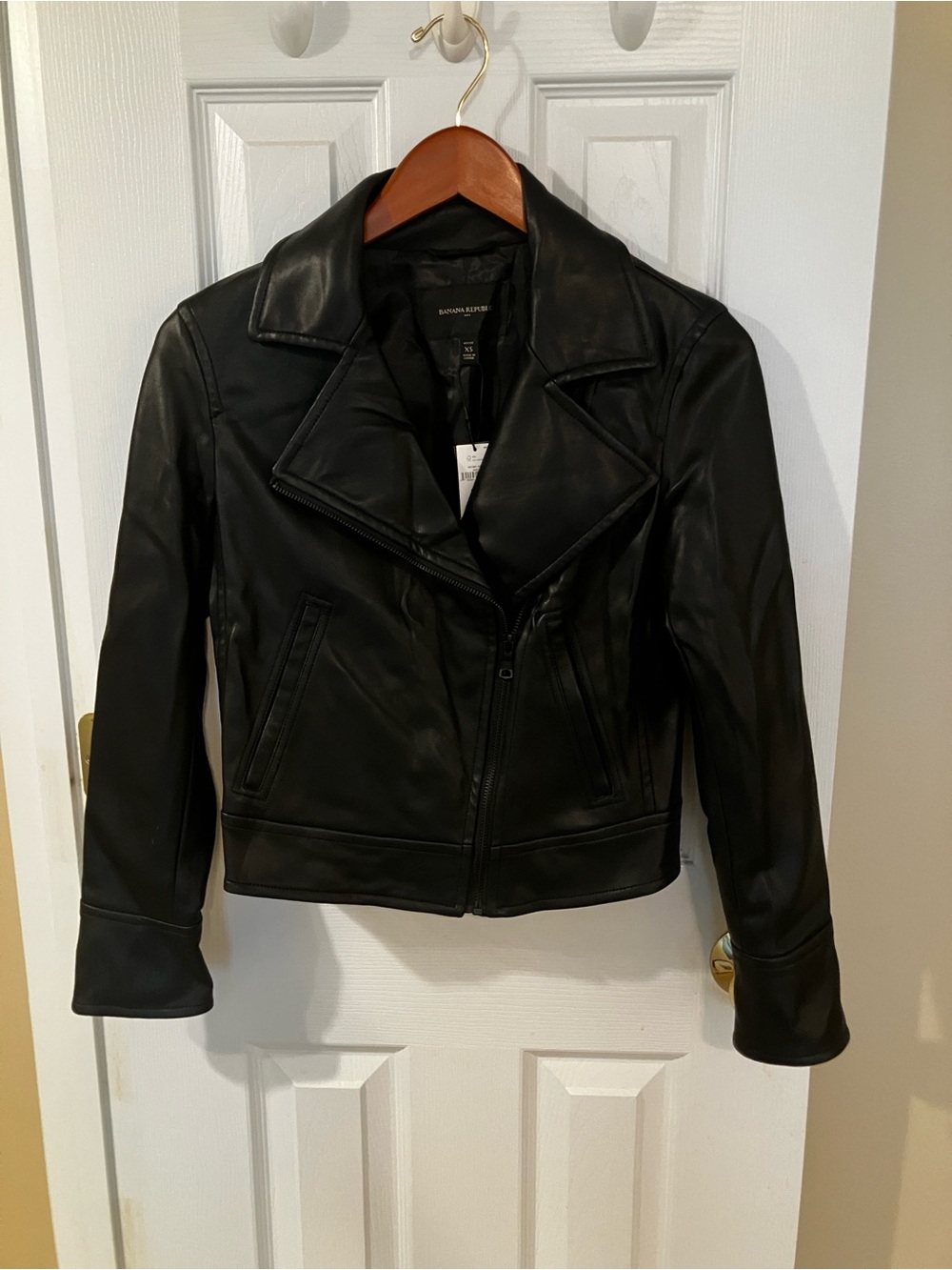 Banana Republic Factory Black Vegan Leather Moto Jacket XSP